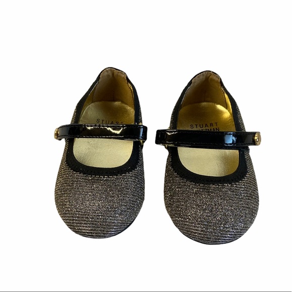 Stuart Weitzman Infant Black Gold Slip On Shoes - Picture 3 of 9